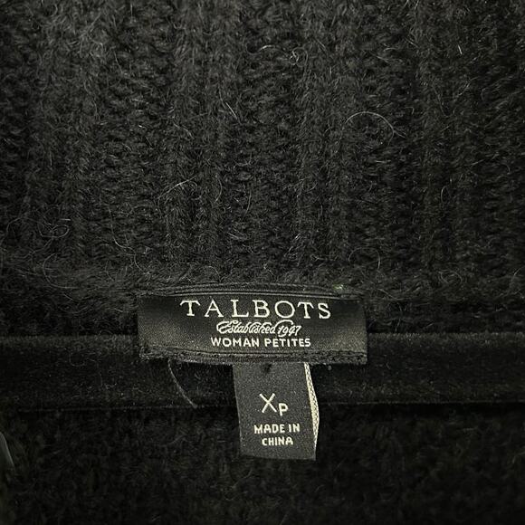 Talbots Black Cable Knit Alpaca Wool Blend Cowl Neck Sweater Womens X Petite - Picture 5 of 6
